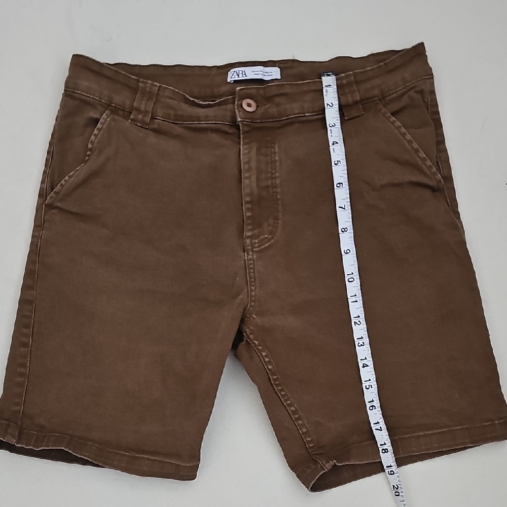 Zara Jeans Shorts Mens STRETCH Size 34. Brown Color. - Picture 8 of 9